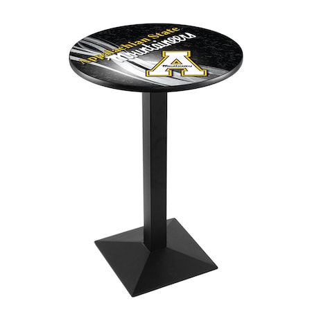 Holland Bar Stool Co 36" Blk Wrinkle Appalachian State Pub Table, 28" dia. Top L217B3628AppStU-D2
